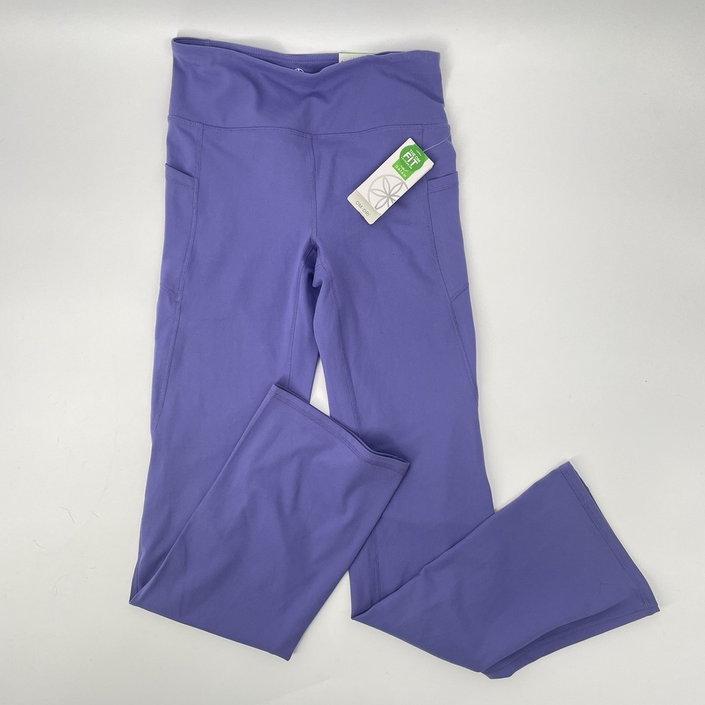 NWT Gaiam The Om Dri Fit Highrise Crossover Yoga Flare Boot Leggings Purple S